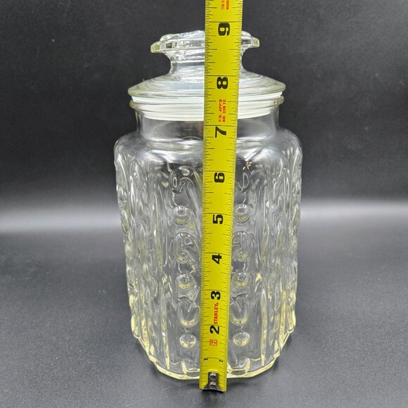 Vintage LE Smith Clear Glass Canister Atterbury Scroll Candy Cookie Jar Read - Picture 2 of 13